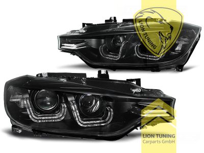 Xenon, HID, schwarz, weiß LED, Blinkerbirnen BAU15S, Abblendlicht und Fernlicht in einer Linse D1S, elektrisch verstellbar - Stellmotor integriert, Eintragungsfrei / mit E-Prüfzeichen, Eintragungsfrei / mit R87 Zulassung als Tagfahrlicht