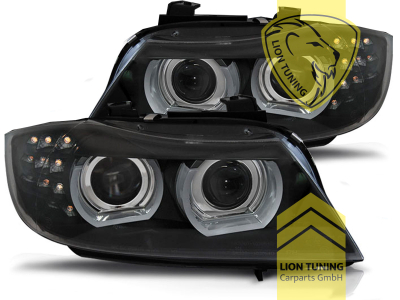 mit LED Blinker, Xenon, HID, schwarz, weiß LED, Abblendlicht und Fernlicht in einer Linse D1S, elektrisch verstellbar - Stellmotor wird vom Original übernommen, Eintragungsfrei / mit E-Prüfzeichen, Eintragungsfrei / mit R87 Zulassung als Tagfahrlicht