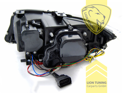 mit LED Blinker, Xenon, HID, schwarz, weiß LED, Abblendlicht und Fernlicht in einer Linse D1S, elektrisch verstellbar - Stellmotor wird vom Original übernommen, Eintragungsfrei / mit E-Prüfzeichen, Eintragungsfrei / mit R87 Zulassung als Tagfahrlicht