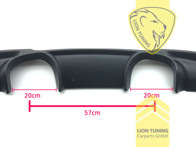 links und rechts mittig 4-Rohr Optik, passend für unsere Artikelnummer 7451, 7452, auch passend für die original E90 / E91 M-Paket Stoßstange, PP Kunststoff, schwarz - lackierfähig