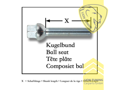 silber, 10.9, M12x1,5, Kugelbund, Metall / Stahl, 30 mm