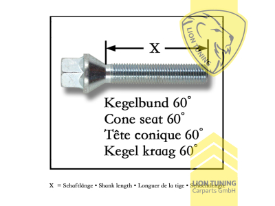 silber, 10.9, M14x1,25, Kegelbund, Metall / Stahl, 38 mm