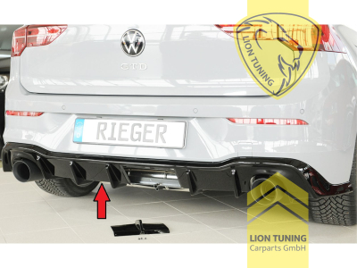 links und rechts, schwarz glänzend, Passt bei Golf 8 GTD / GTE nur in Verbindung mit Sport-ESD mit Endrohr je 1x li./re. bis max. ø110mm. Nicht für 