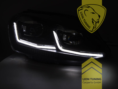 Halogen, dynamischer LED Blinker, schwarz, mit chrom Leiste, Abblendlicht H7 / Fernlicht H7, elektrisch verstellbar - Stellmotor integriert, Eintragungsfrei / mit E-Prüfzeichen, Eintragungsfrei / mit R87 Zulassung als Tagfahrlicht