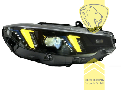 LED, mit LED Blinker, schwarz, nur passend für Fahrzeuge mit LED ab Werk (6Pin Stecker), LED Abblendlicht / LED Fernlicht, elektrisch verstellbar - Stellmotor integriert, Eintragungsfrei / mit E-Prüfzeichen, Eintragungsfrei / mit R87 Zulassung als Tagfahrlicht