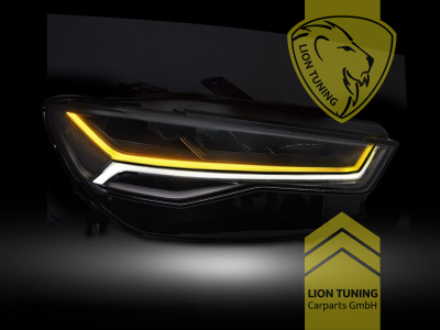 LED, mit LED Blinker, dynamischer LED Blinker, schwarz, nur passend für Fahrzeuge mit original XENON Scheinwerfern, LED Abblendlicht / LED Fernlicht, elektrisch verstellbar - Stellmotor integriert, Eintragungsfrei / mit E-Prüfzeichen, Eintragungsfrei / mit R87 Zulassung als Tagfahrlicht