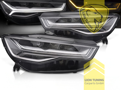 LED, mit LED Blinker, dynamischer LED Blinker, schwarz, nur passend für Fahrzeuge mit original XENON Scheinwerfern, LED Abblendlicht / LED Fernlicht, elektrisch verstellbar - Stellmotor integriert, Eintragungsfrei / mit E-Prüfzeichen, Eintragungsfrei / mit R87 Zulassung als Tagfahrlicht